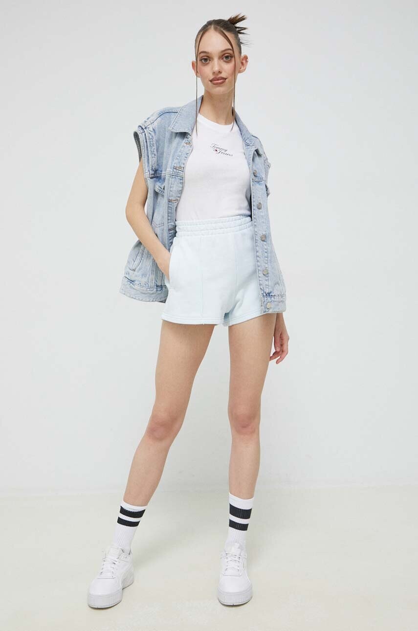 Бавовняні шорти Tommy Jeans однотонні висока посадка