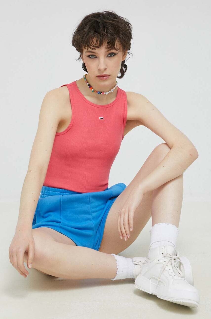 Бавовняні шорти Tommy Jeans однотонні висока посадка