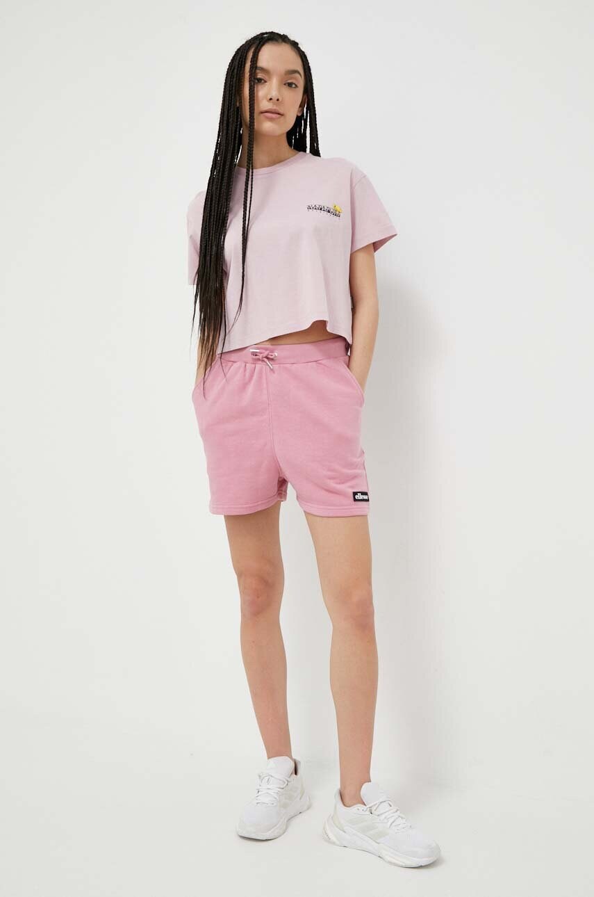 Шорти Ellesse жіночі колір рожевий з аплікацією висока посадка
