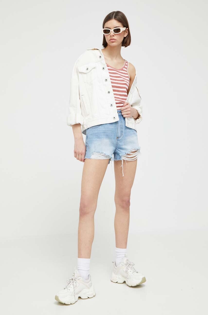 Джинсові шорти Guess Originals жіночі однотонні висока посадка W3GG17D4XY0-F7WV