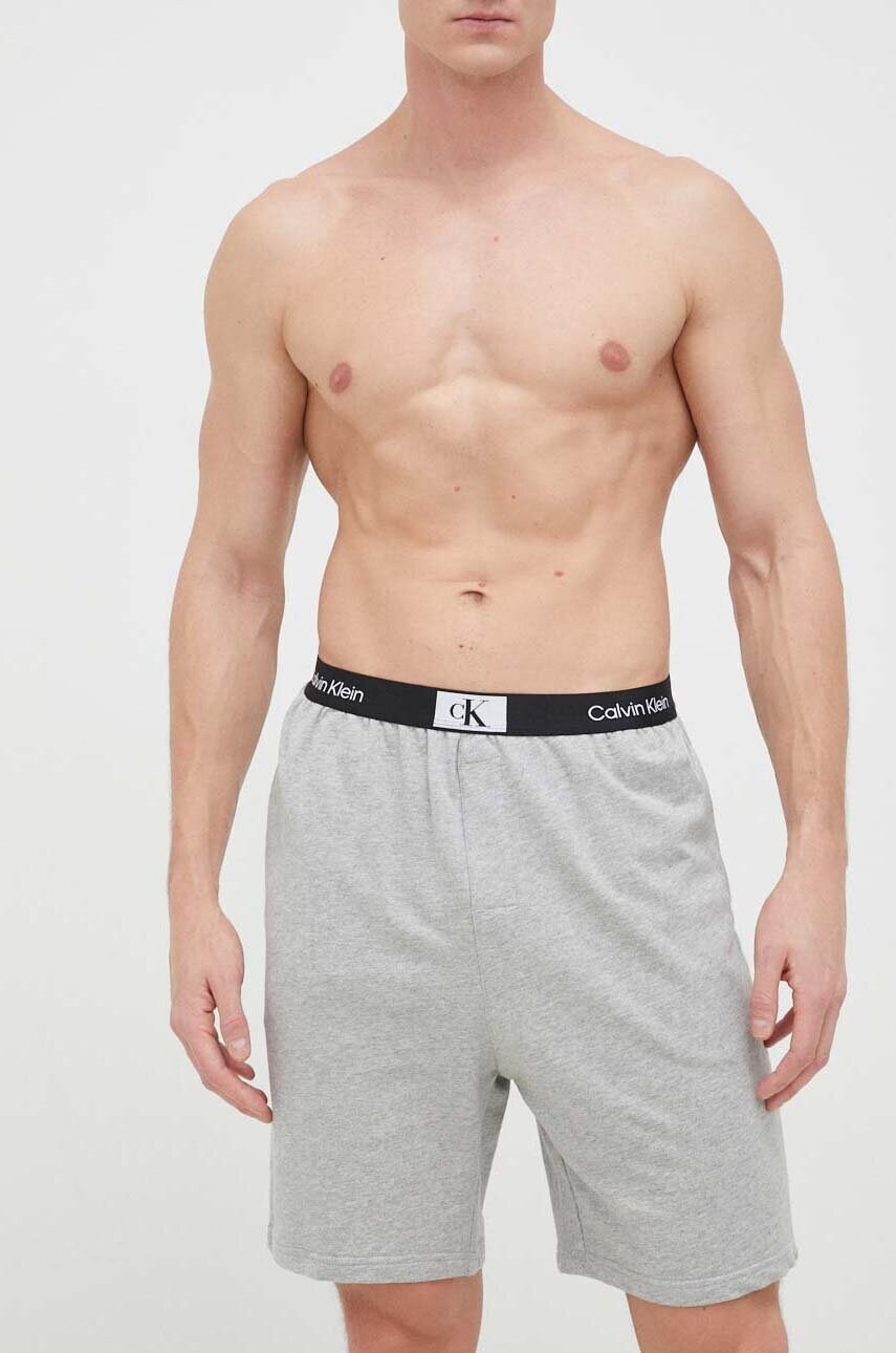 Бавовняні піжамні шорти Calvin Klein Underwear колір сірий меланж