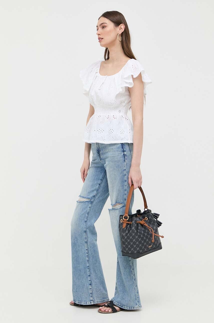 Бавовняна блузка Guess жіноча колір білий однотонна