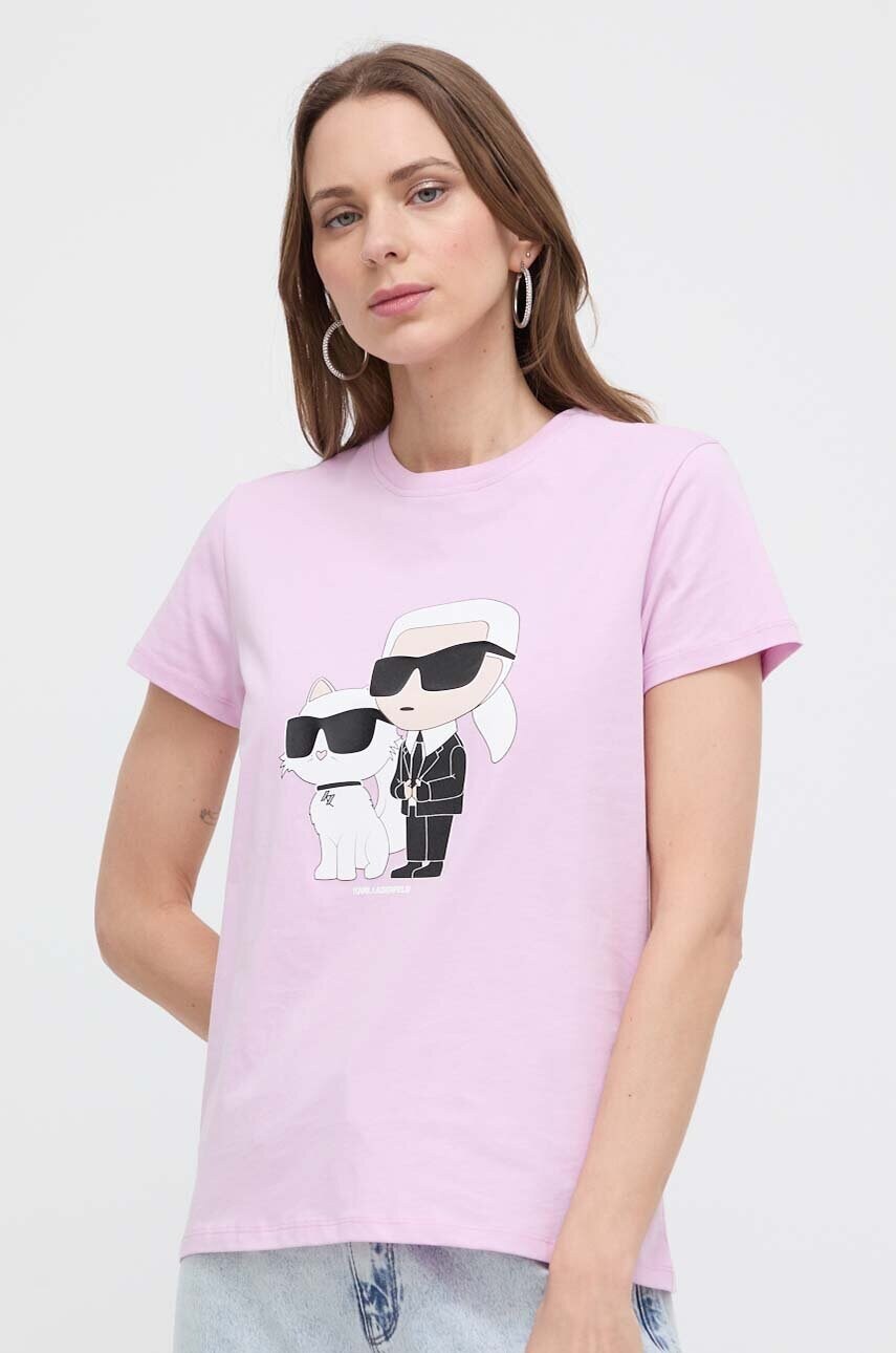 Бавовняна футболка Karl Lagerfeld колір рожевий