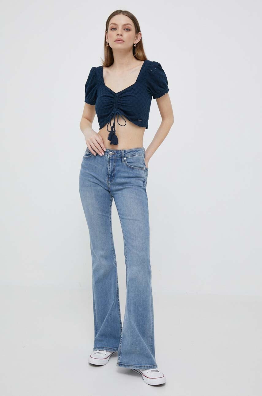 Бавовняний топ Pepe Jeans Philana колір синій