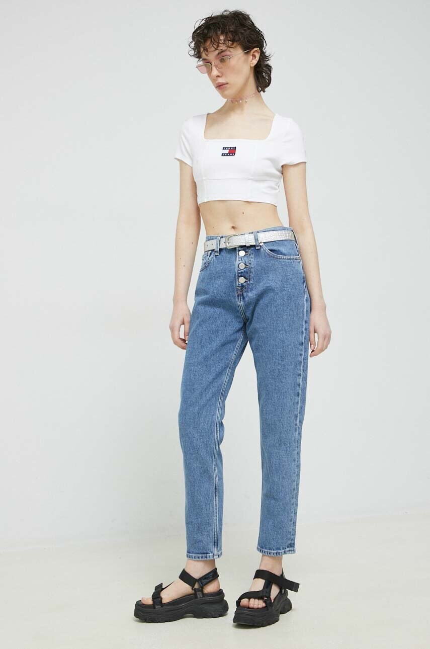 Топ Tommy Jeans жіночий колір білий