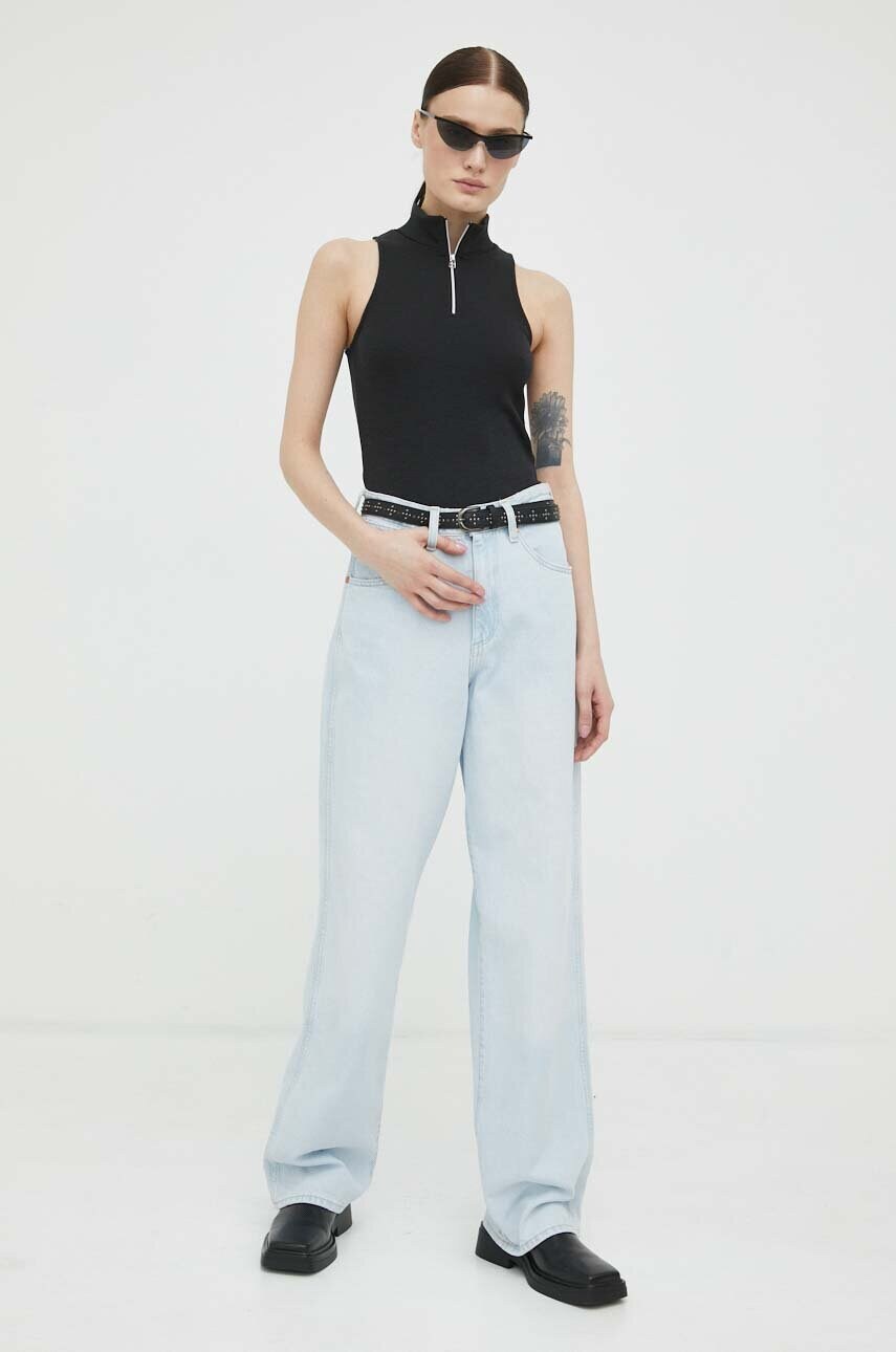 Топ G-Star Raw жіночий колір чорний півгольф