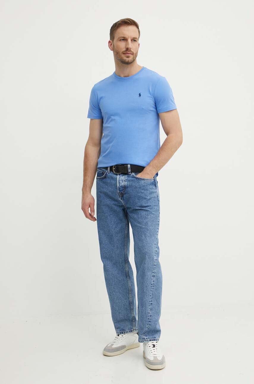 Бавовняна футболка Polo Ralph Lauren чоловіча однотонна 710671438