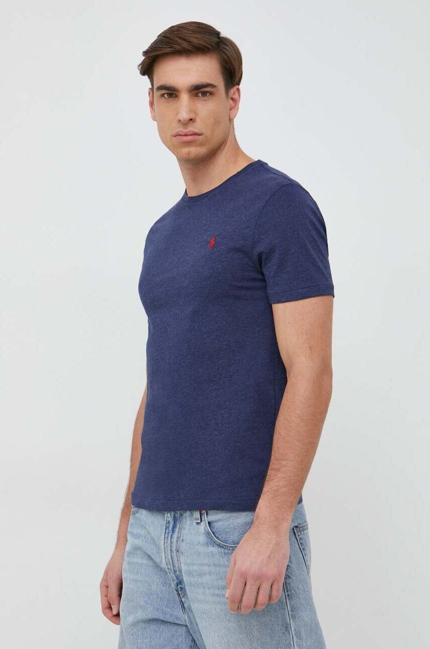 Бавовняна футболка Polo Ralph Lauren чоловіча колір синій однотонна 710671438