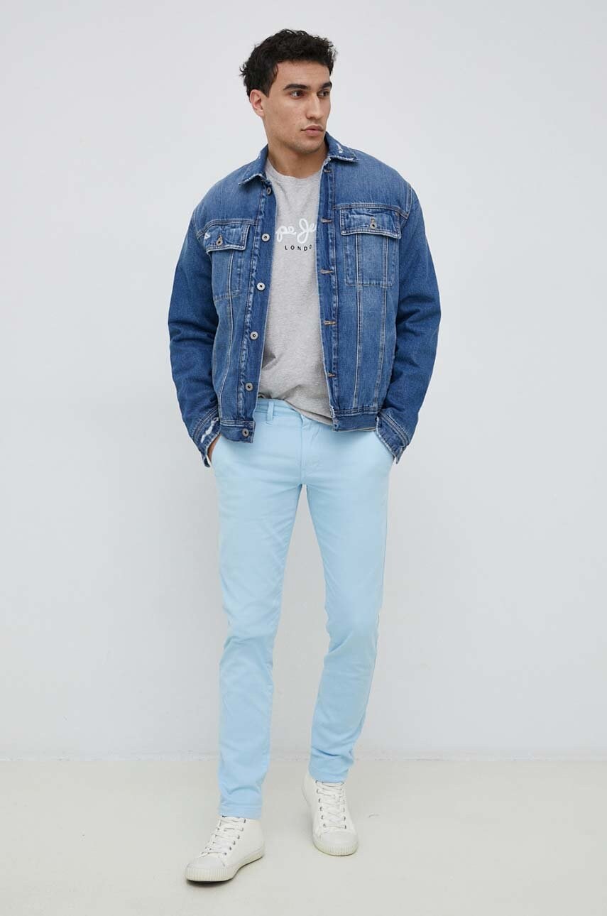 Бавовняна футболка Pepe Jeans Eggo колір сірий з принтом