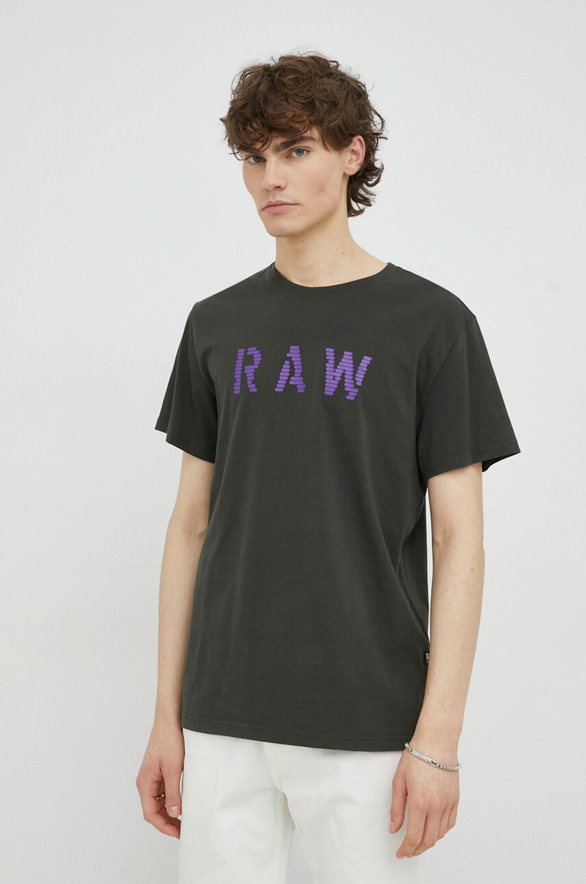 Бавовняна футболка G-Star Raw 2-pack колір коричневий з принтом