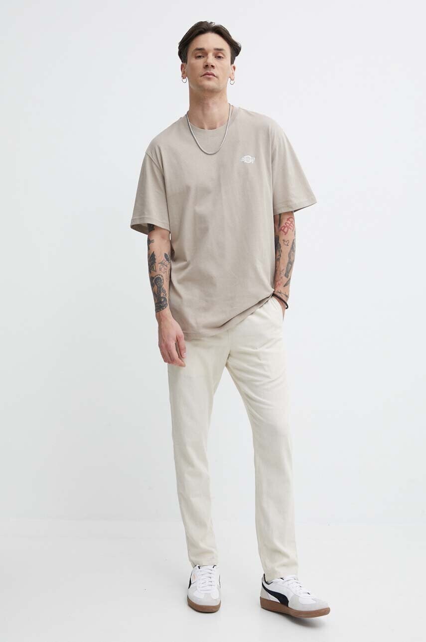 Бавовняна футболка Dickies колір бежевий з аплікацією