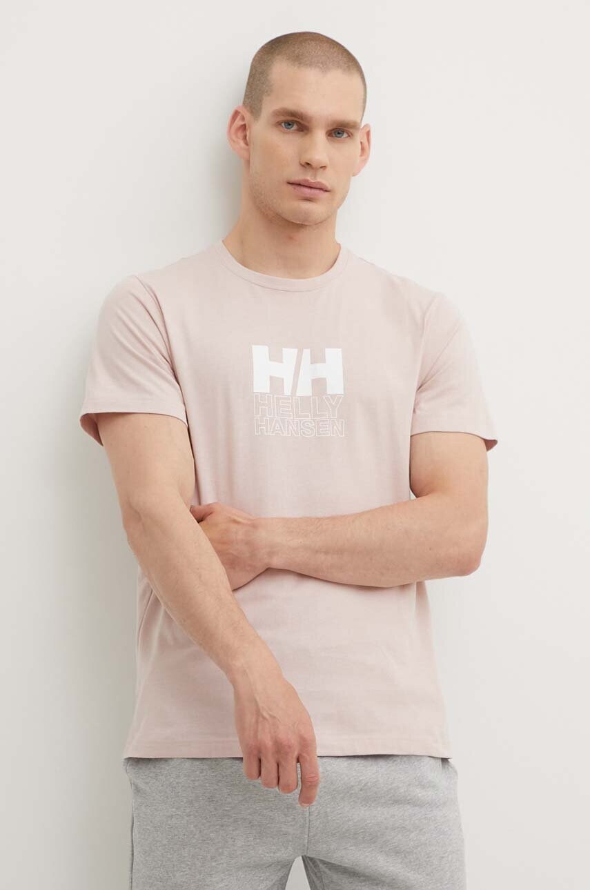 Бавовняна футболка Helly Hansen колір рожевий візерунок