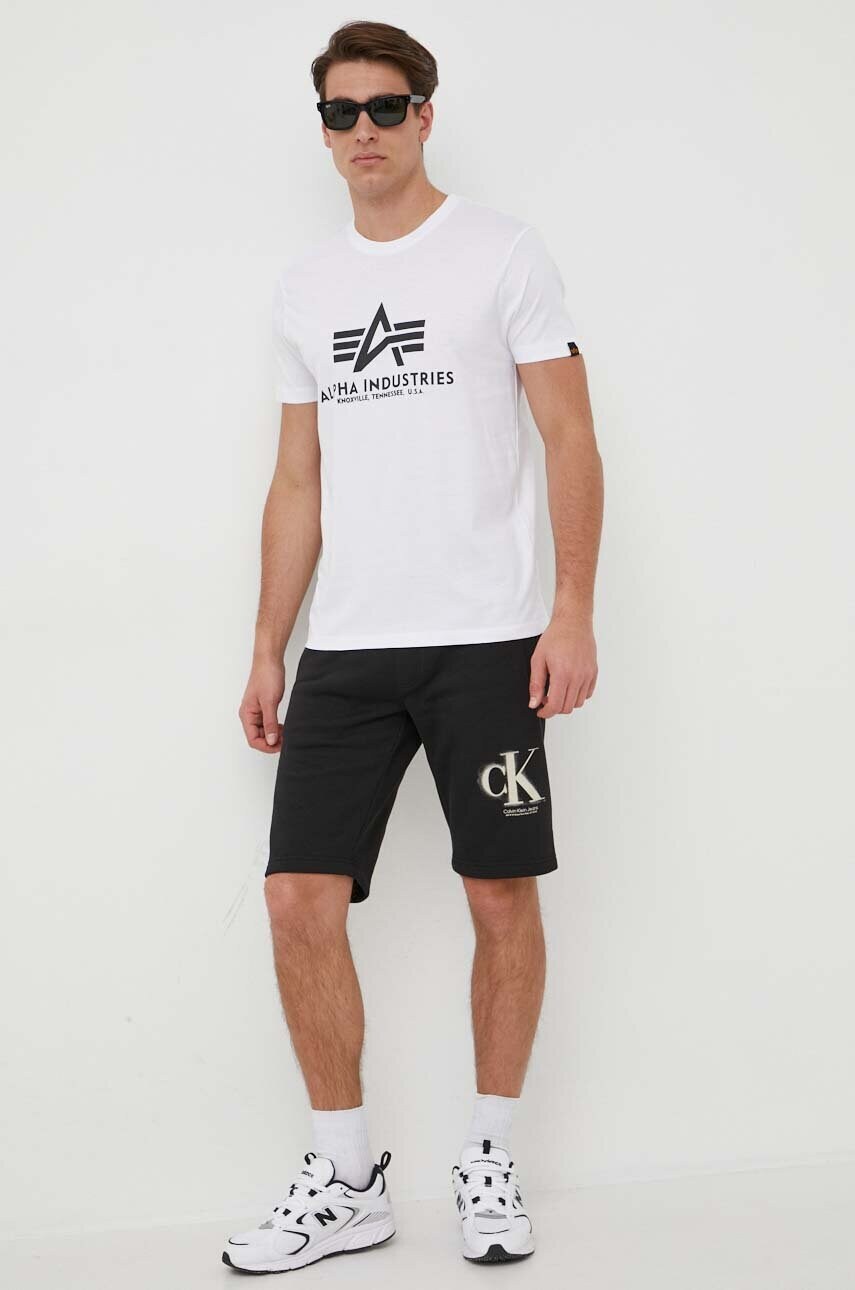 Бавовняна футболка Alpha Industries колір білий з принтом 100501.09-White