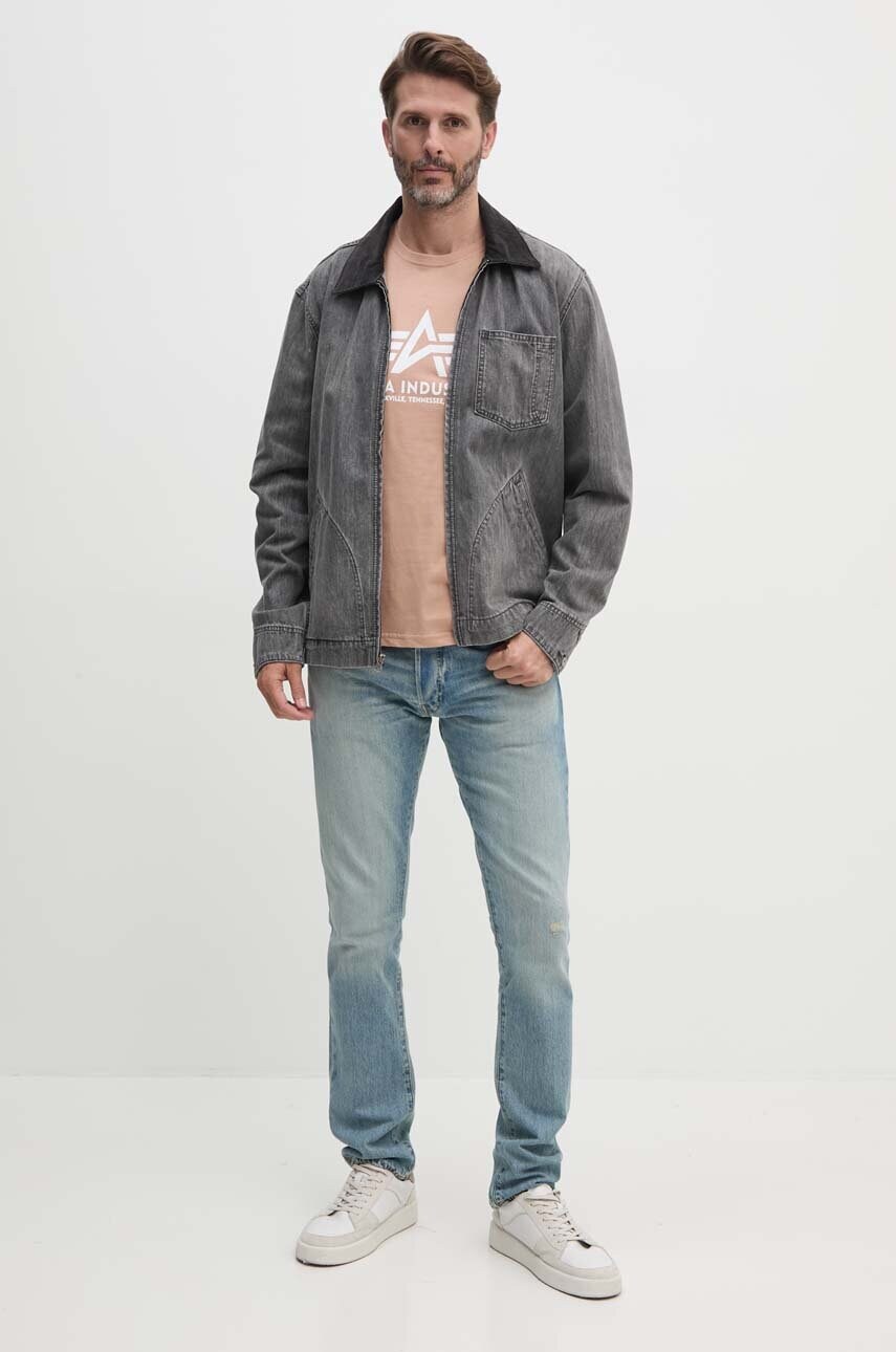 Бавовняна футболка Alpha Industries чоловічий колір помаранчевий з принтом