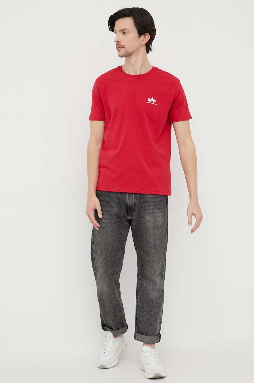 Бавовняна футболка Alpha Industries колір червоний з принтом 188505.328-SpeedRed