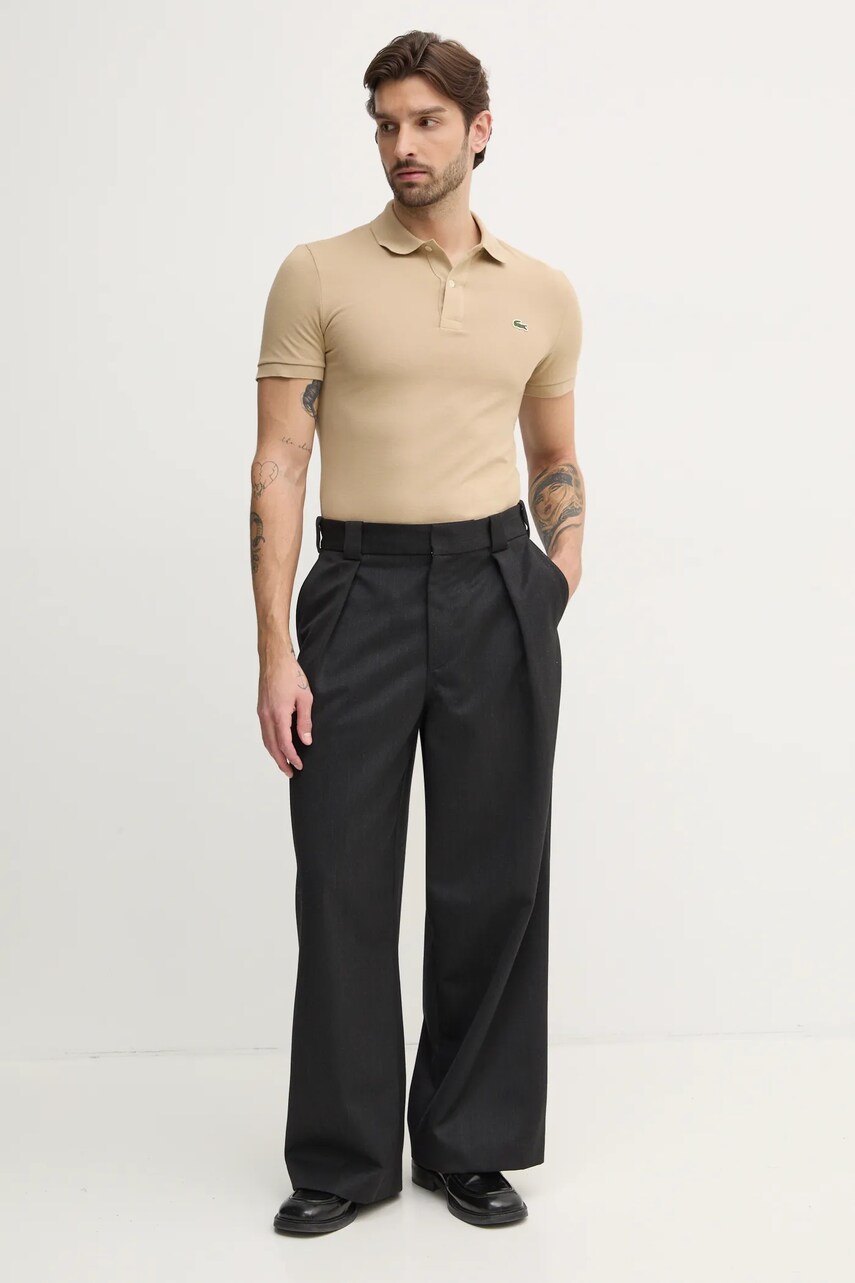 Бавовняне поло Lacoste Koszulka Lacoste Pique Polo Shirt PH4012 02S колір бежевий однотонне PH4012