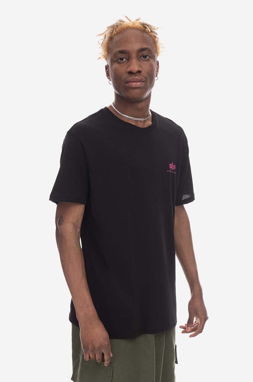 Бавовняна футболка Alpha Industries Basic T Small Logo колір чорний однотонна 188505.693-black