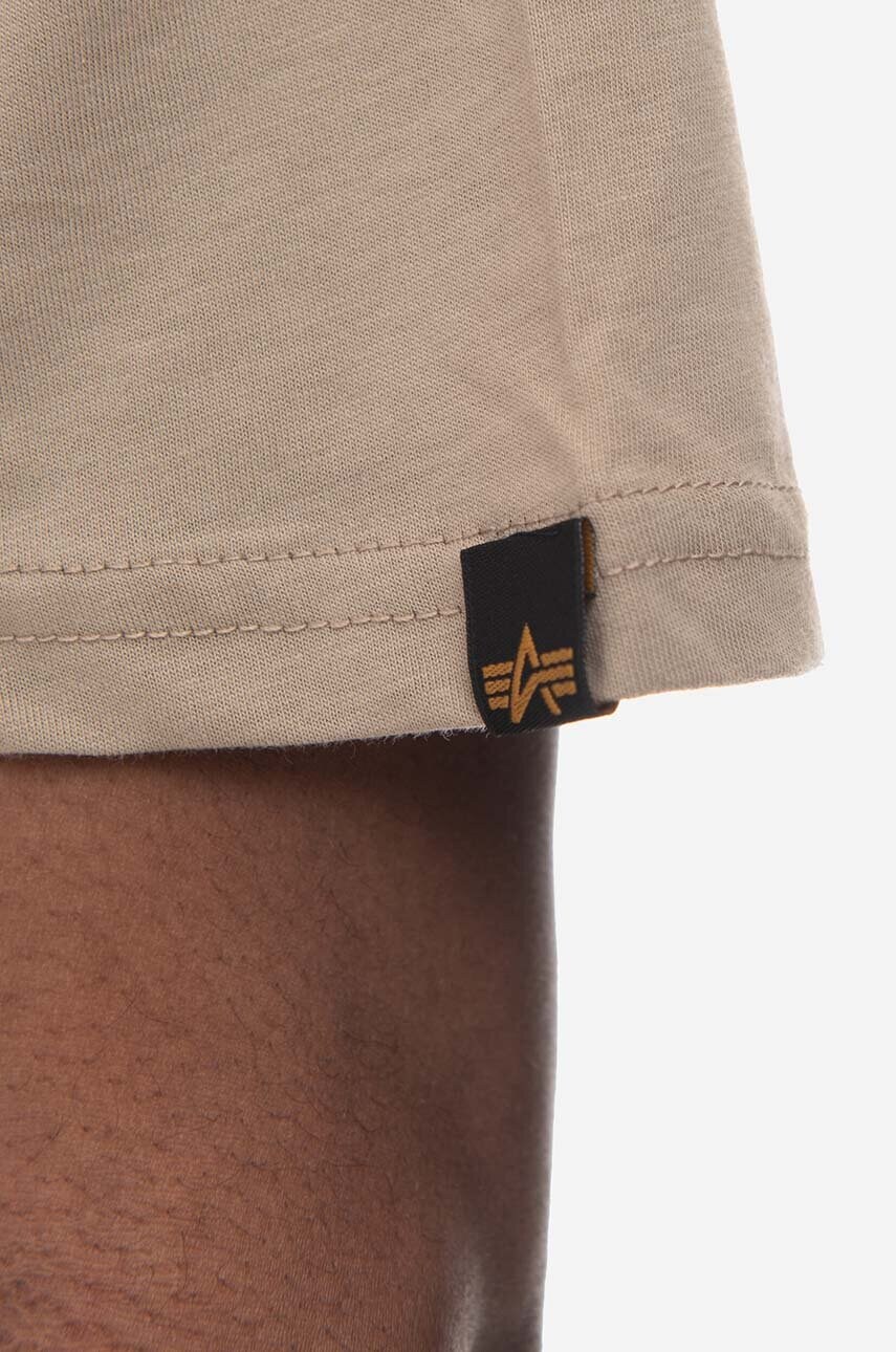 Бавовняна футболка Alpha Industries Basic T-Shirt колір бежевий з принтом 100501.679-beige