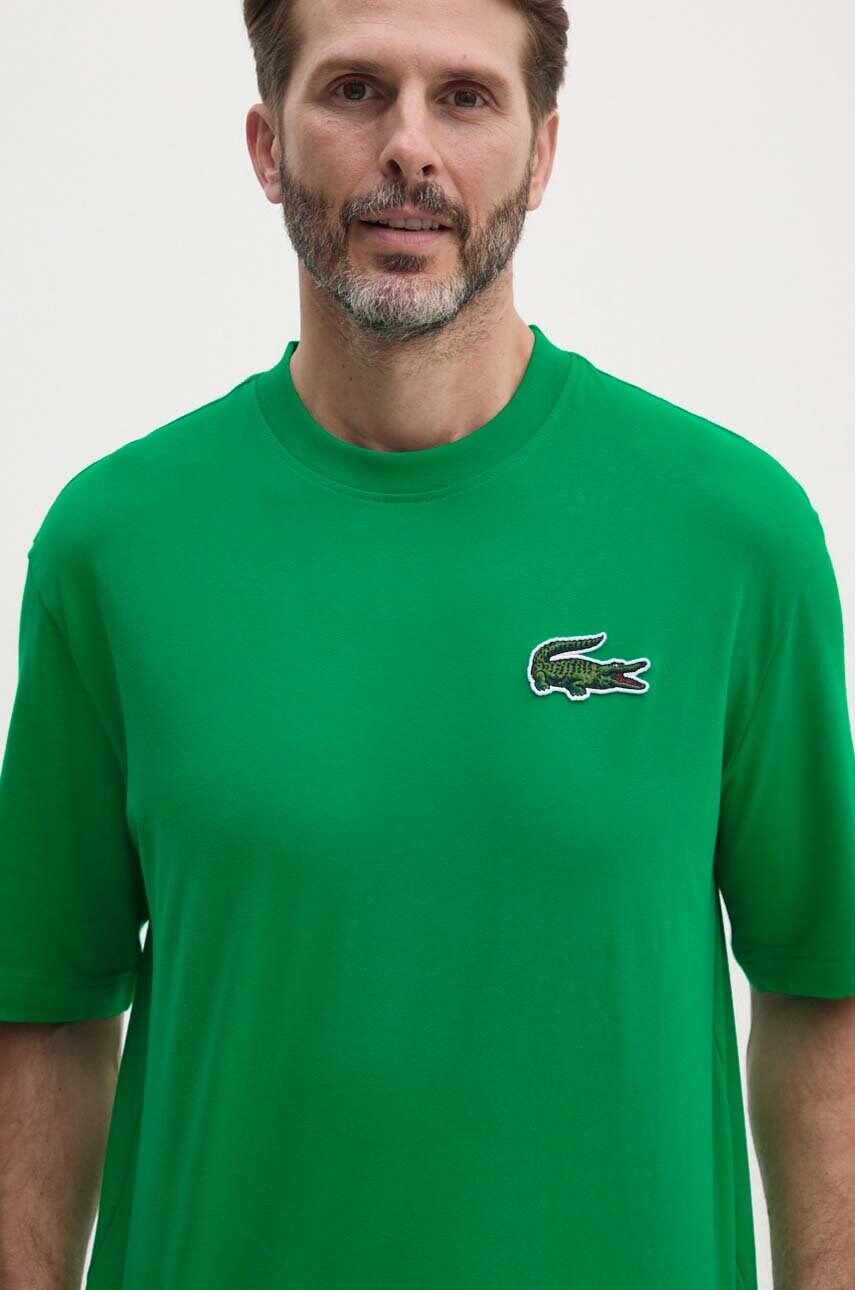 Бавовняна футболка Lacoste колір зелений з аплікацією
