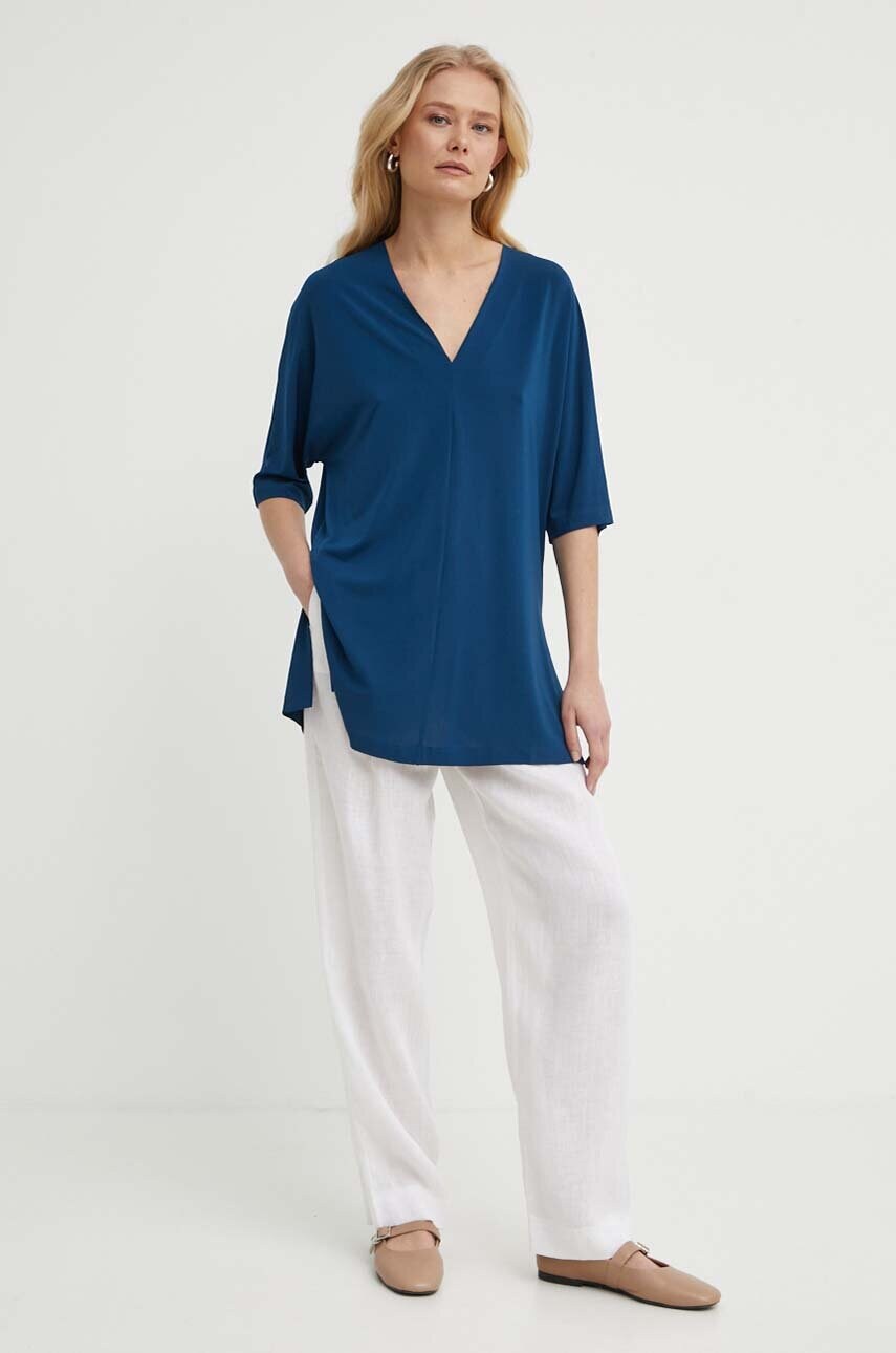Блузка Max Mara Leisure жіноча колір синій однотонна 2416941068600