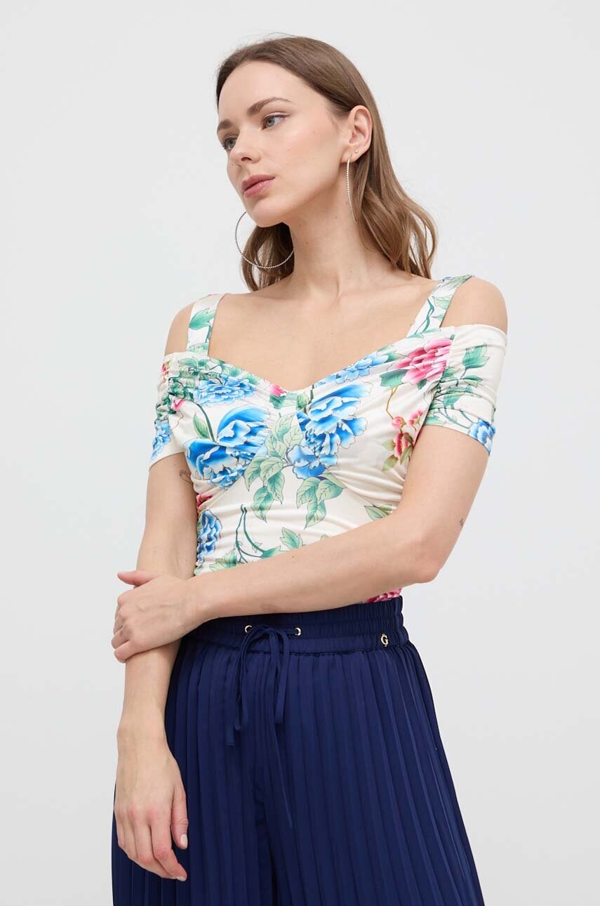 Топ Guess колір бежевий візерунок