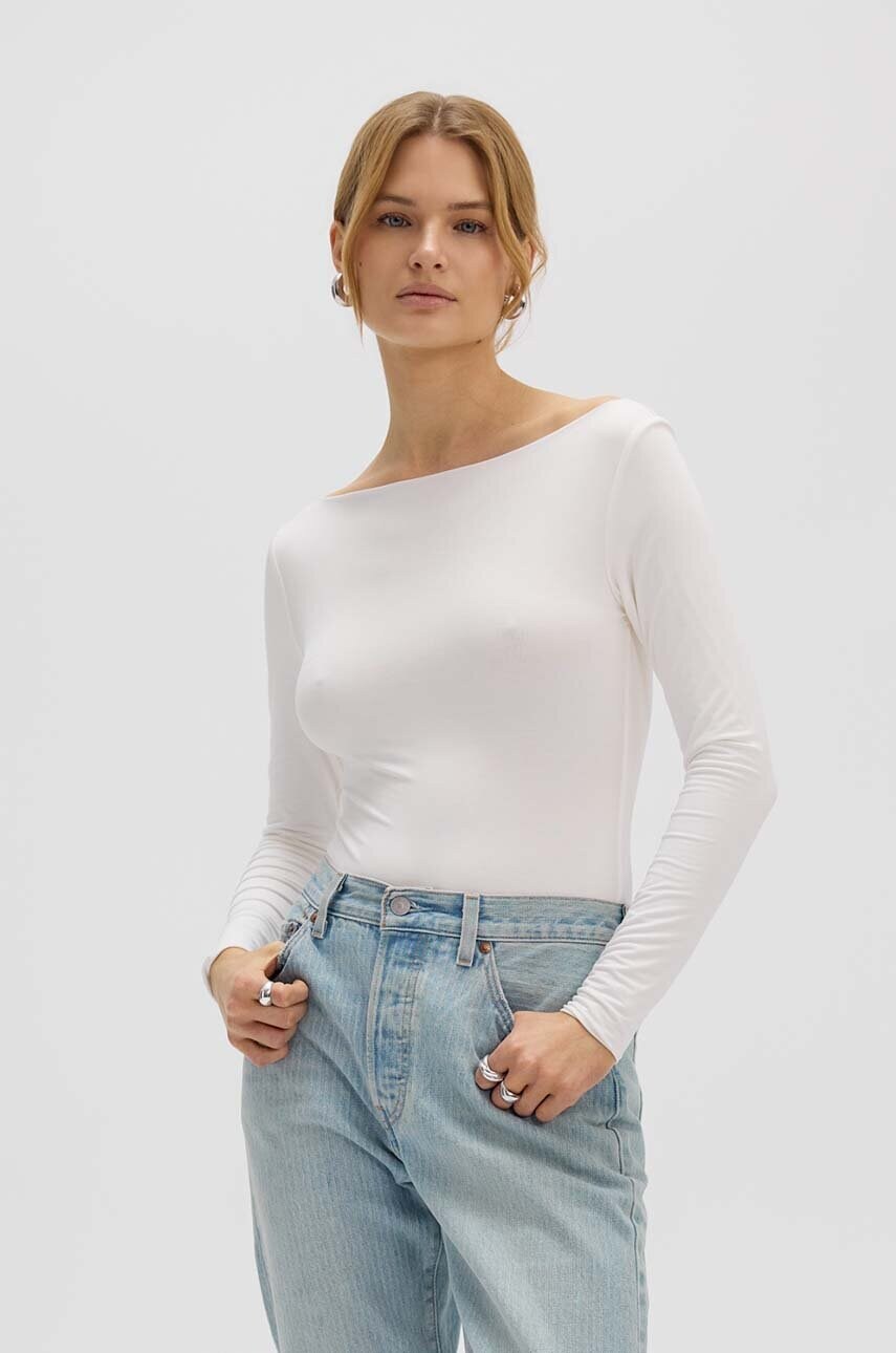 Боді Saint Body SLASH NECK BODYSUIT ECRU жіноче колір білий однотонне SB.547