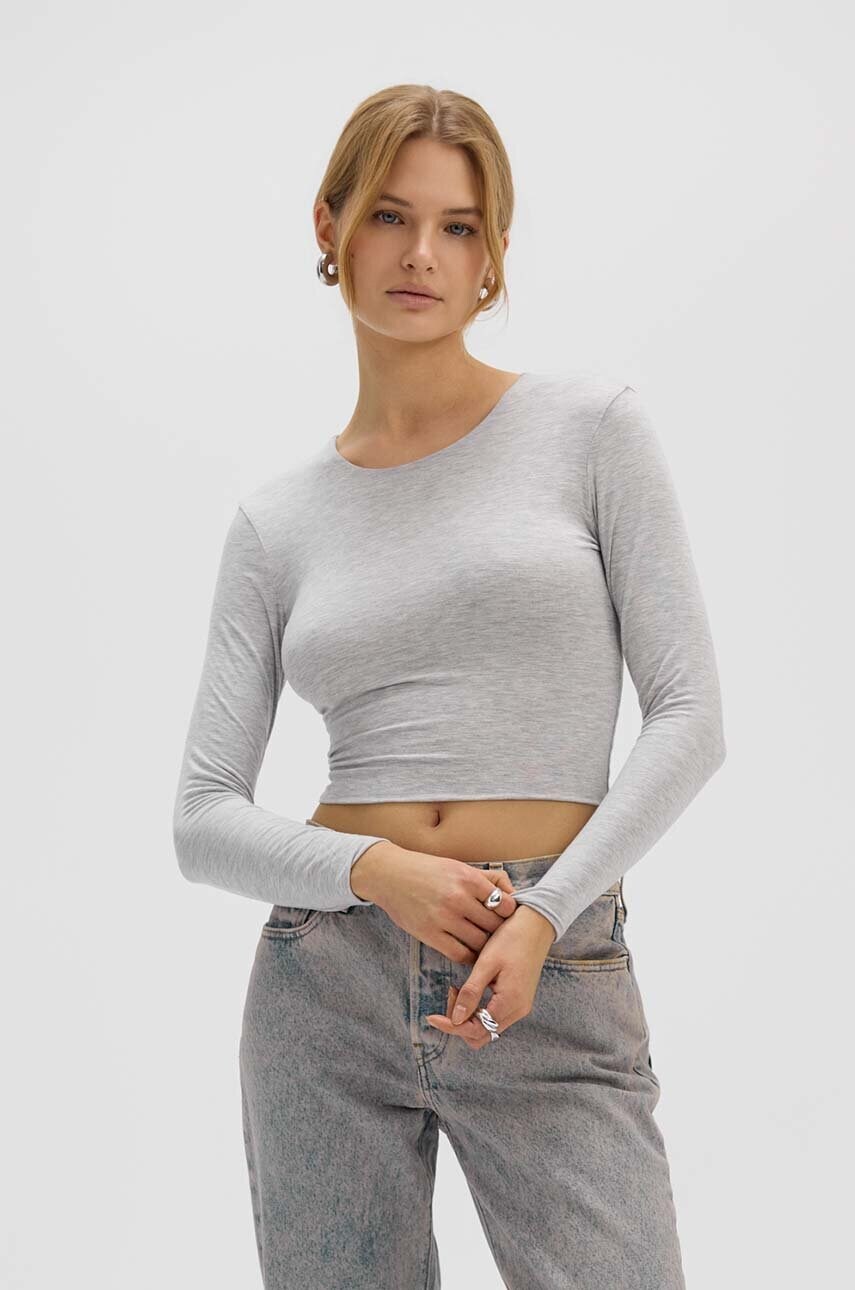 Блузка Saint Body CROP TOP GREY жіноча колір сірий меланж SB.531