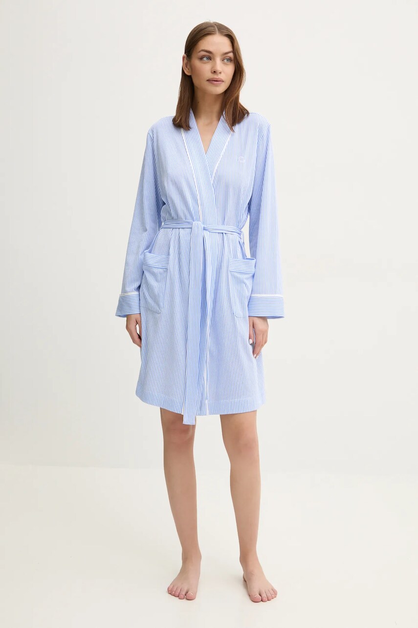 Бавовняний халат Lauren Ralph Lauren колір рожевий I814702