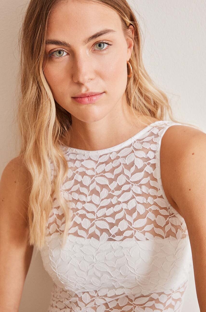 Боді women'secret SPRING HELANKAS колір білий мереживо однотонне 5667826
