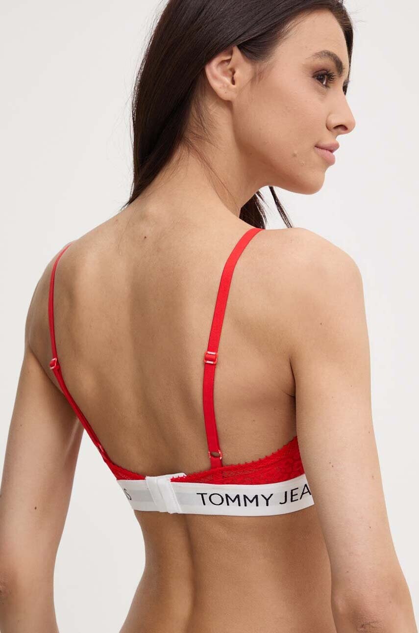 Бюстгальтер Tommy Jeans колір червоний мереживо однотонний UW0UW05156