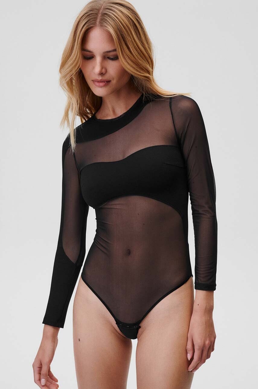 Боді Undress Code No Promises Bodysuit колір чорний прозоре однотонне