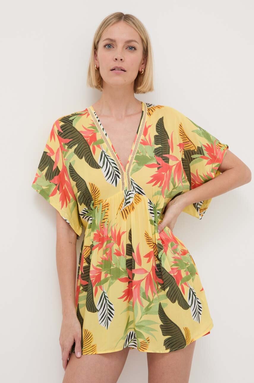 Пляжна накидка Desigual TROPICAL PARTY колір жовтий 24SWMW23