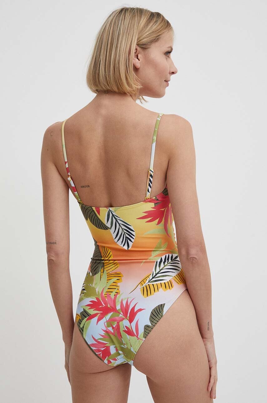 Суцільний купальник Desigual PALMS ONE PIECE колір жовтий злегка ущільнена чашечка 24SWMK05