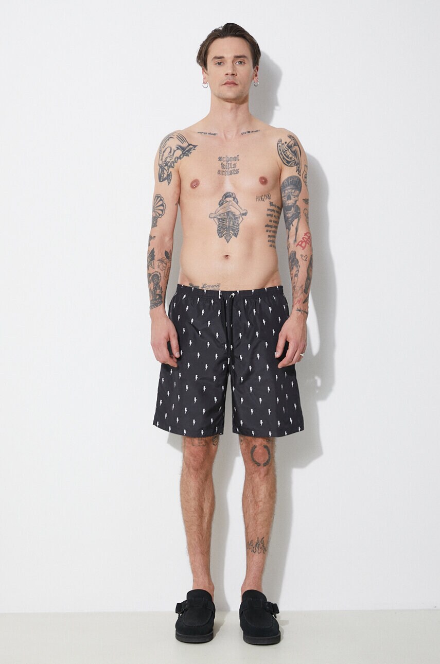 Купальні шорти Neil Barrett All-Over Micro Bolts Swim Long Shorts колір чорний MY58026B-Y068-524N
