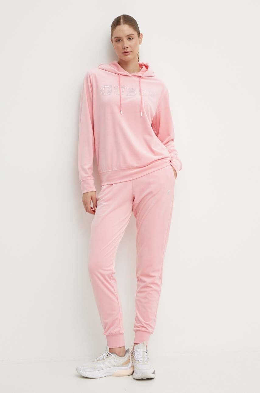 Кофта Guess COUTURE жіноча колір рожевий з капюшоном V4RQ25 KBXI2