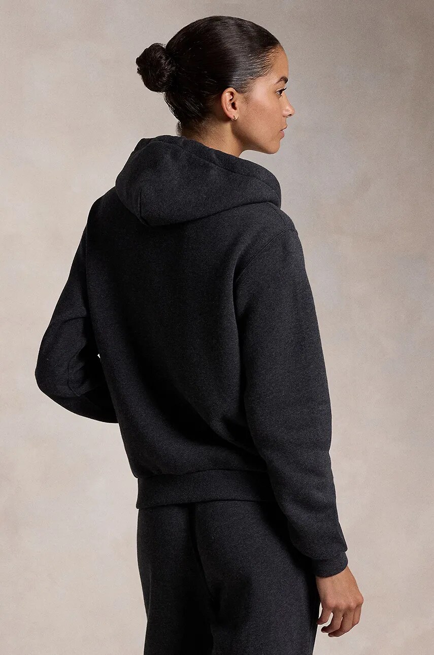 Кофта Polo Ralph Lauren жіноча колір чорний з капюшоном однотонна 211943008
