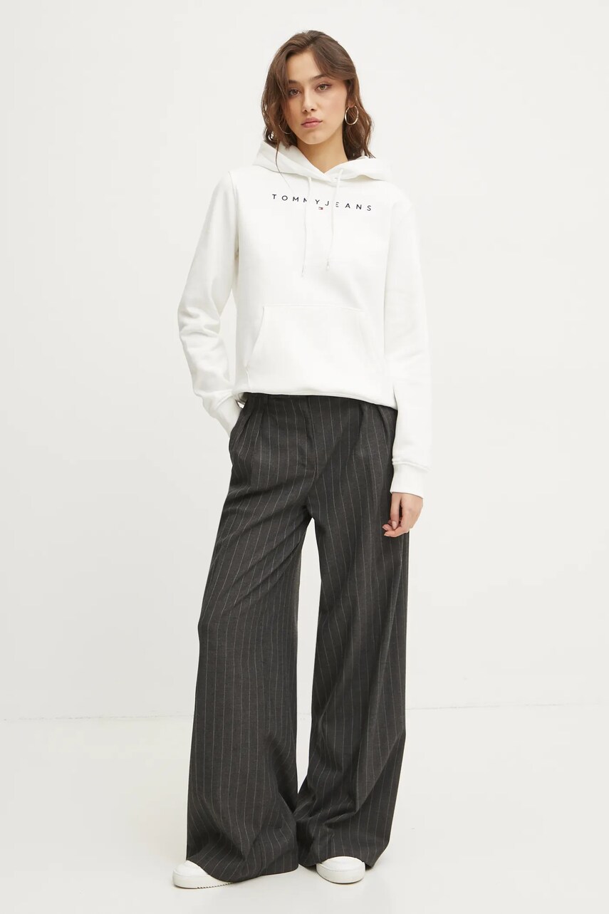 Кофта Tommy Jeans жіноча колір білий з капюшоном з аплікацією DW0DW17324