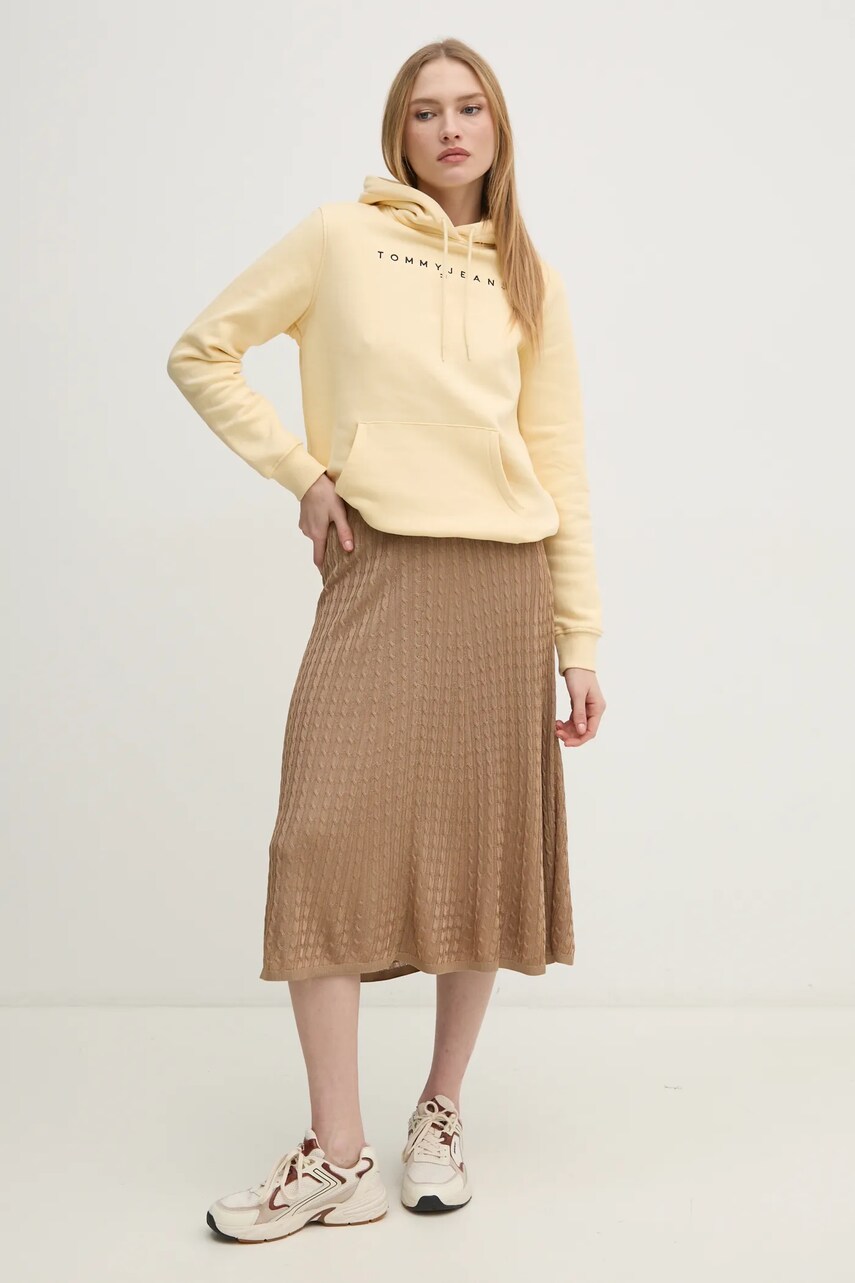 Кофта Tommy Jeans жіноча колір жовтий з капюшоном з аплікацією DW0DW17324