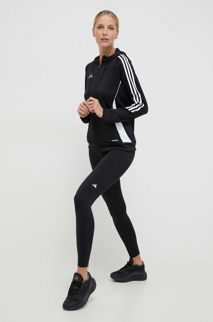 Тренувальна кофта adidas Performance Tiro24 колір чорний з капюшоном з аплікацією