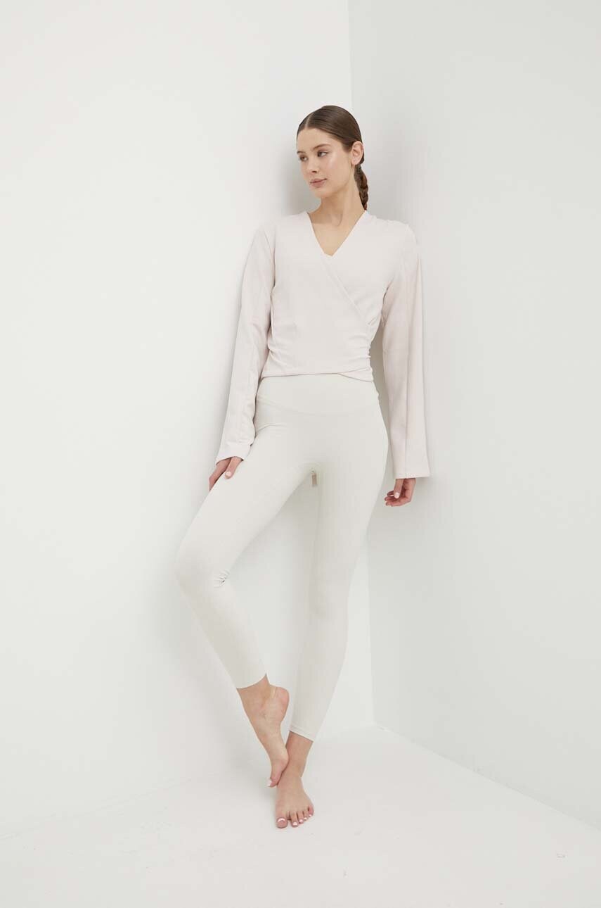 Кофта для йоги adidas Performance колір бежевий однотонна IS2987