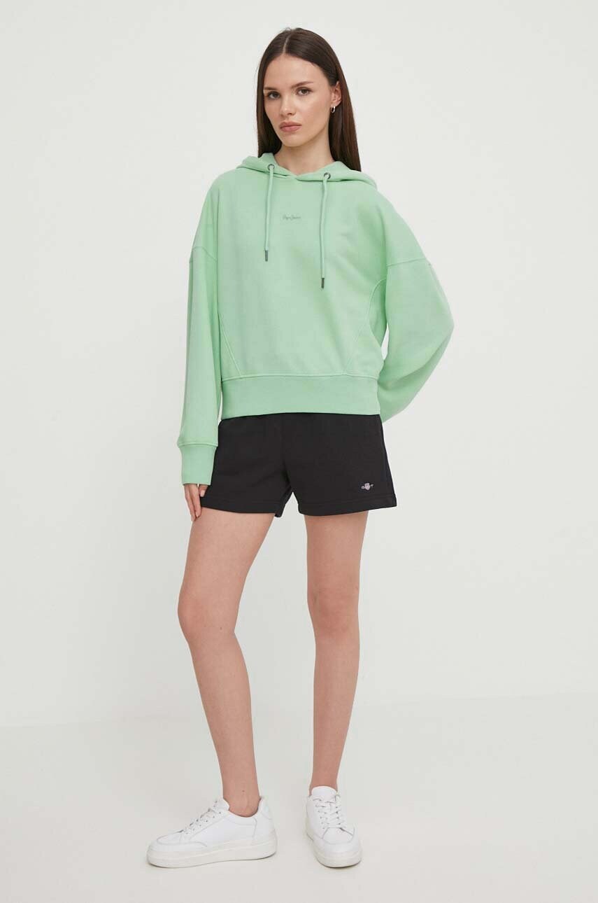 Кофта Pepe Jeans Lynette HOODIE жіноча колір зелений з капюшоном однотонна PL581439