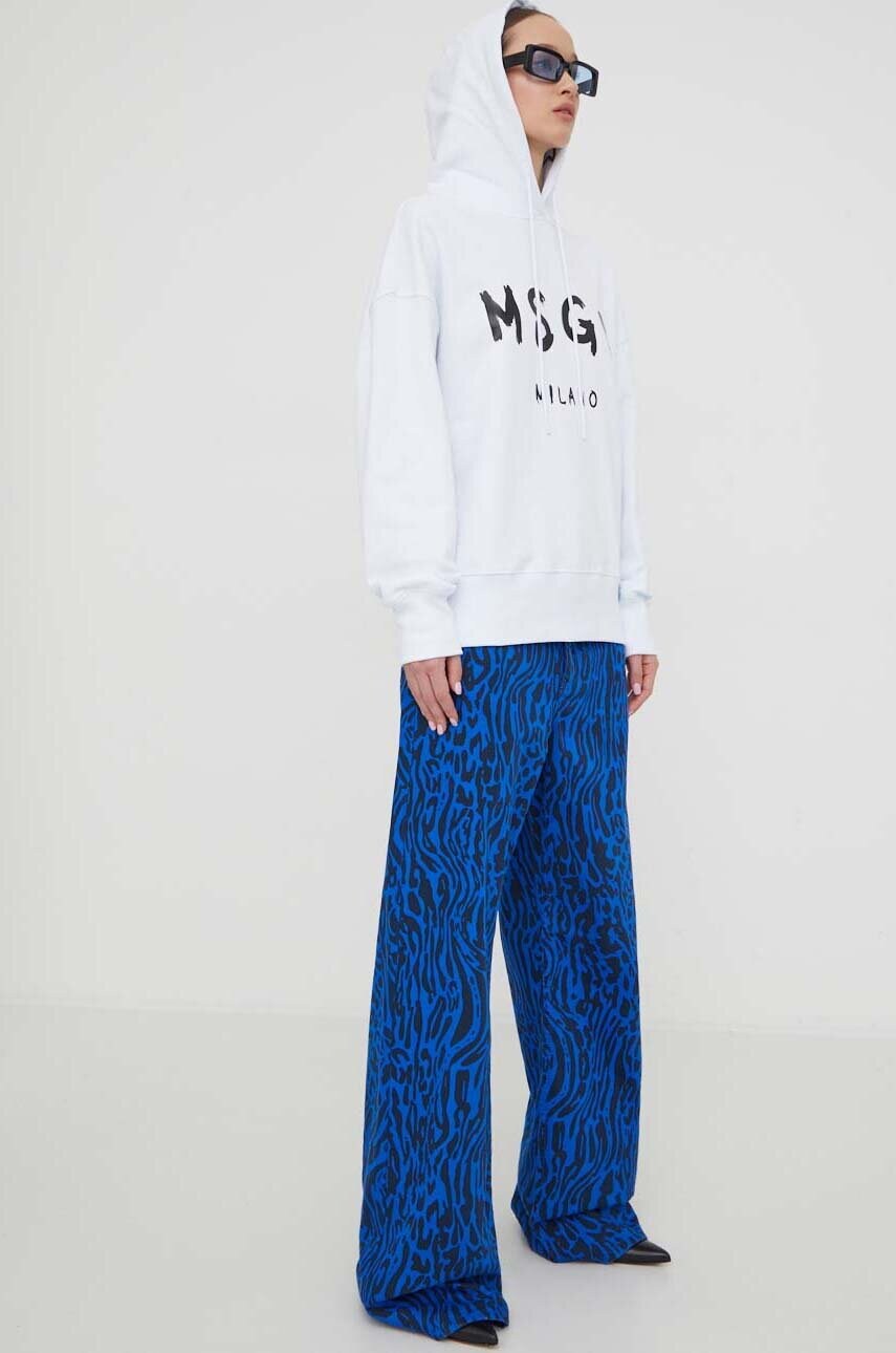 Бавовняна кофта MSGM жіноча колір білий з капюшоном з принтом