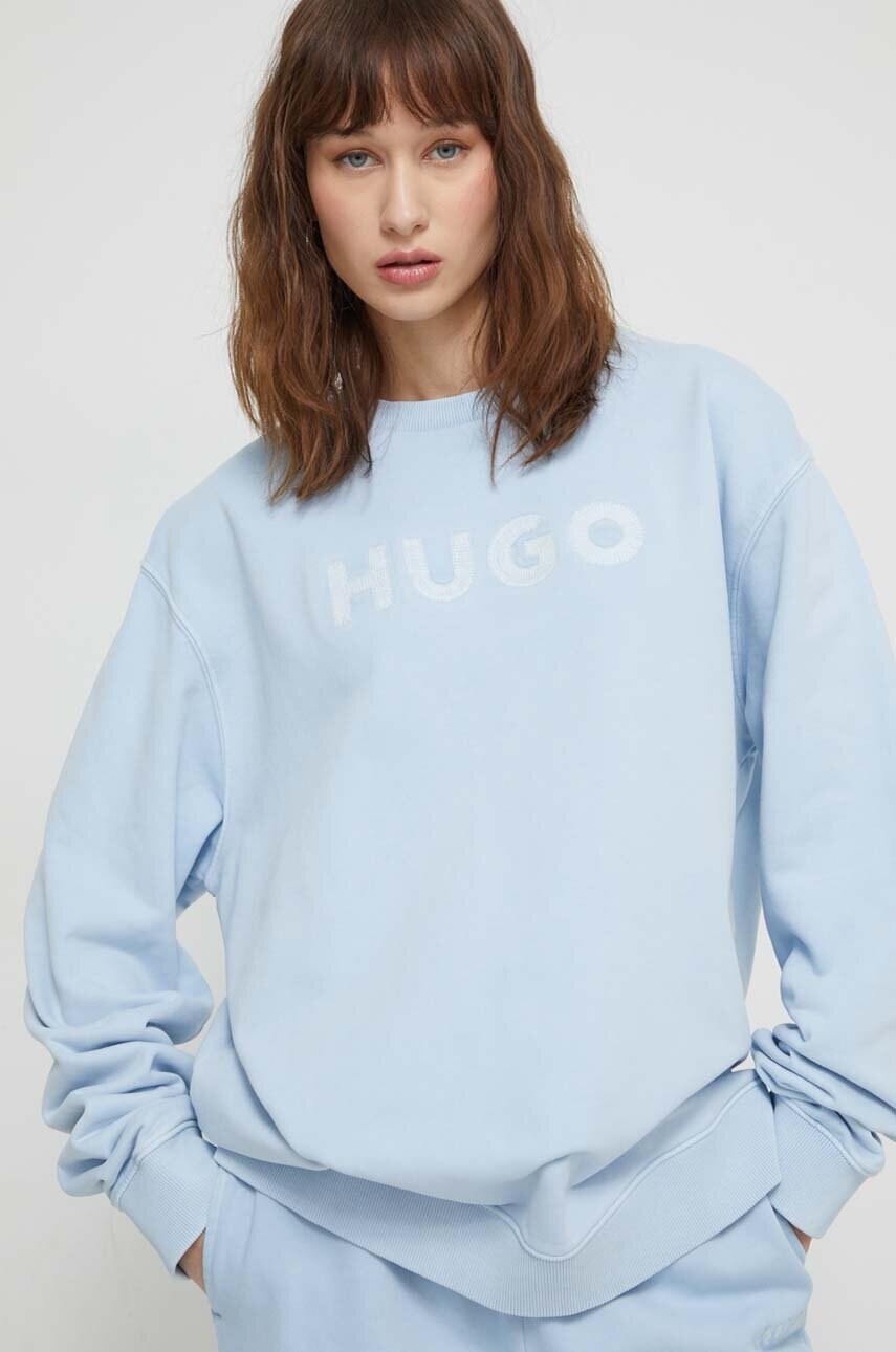Бавовняна кофта HUGO жіноча  з аплікацією