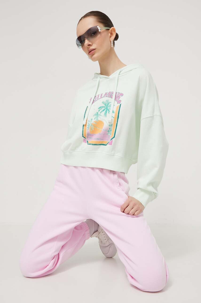 Кофта Billabong жіноча колір бірюзовий з капюшоном з принтом