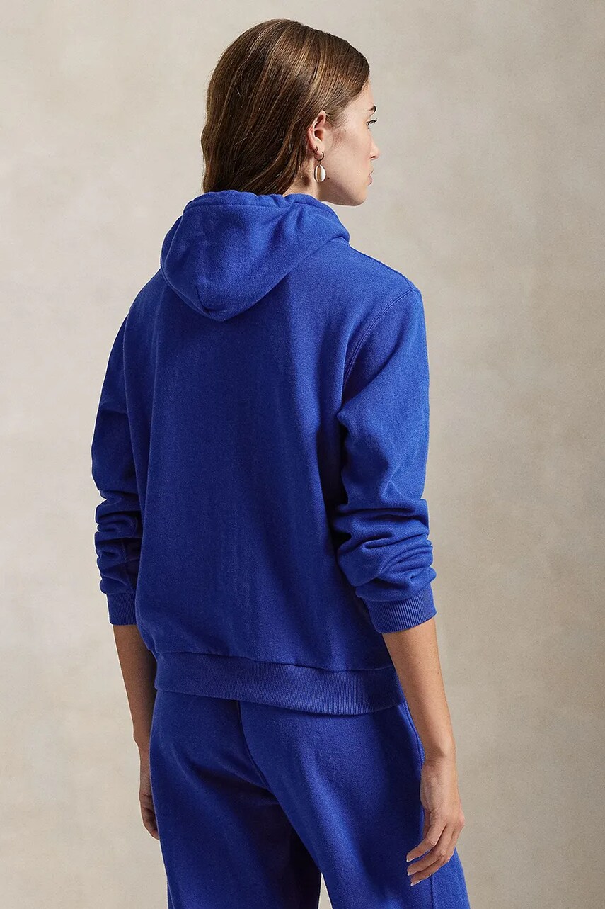 Бавовняна кофта Polo Ralph Lauren жіноча з капюшоном меланж 211935584