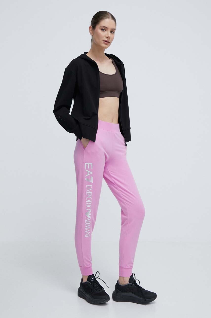Кофта EA7 Emporio Armani жіноча колір чорний з капюшоном однотонна