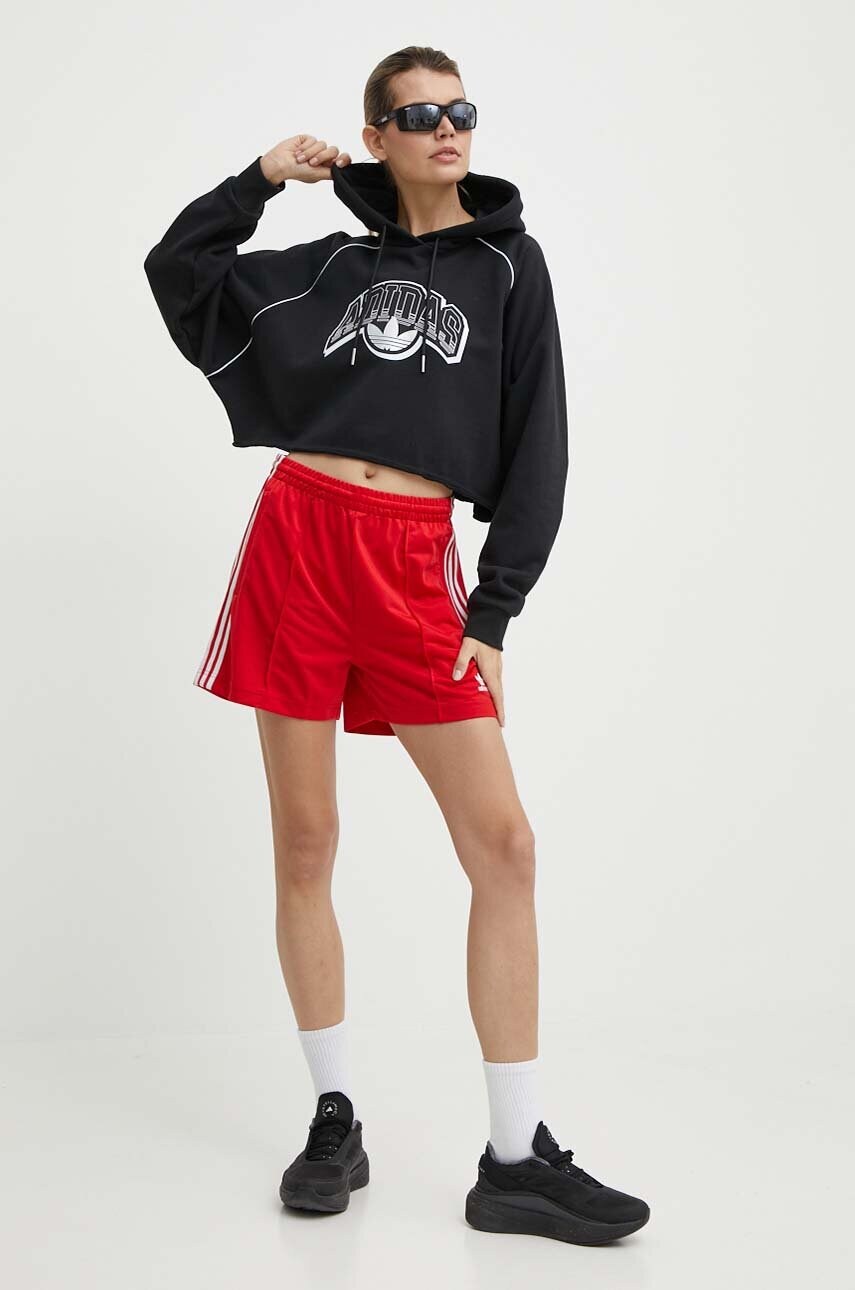 Бавовняна кофта adidas Originals жіноча колір чорний з капюшоном з принтом IT9772