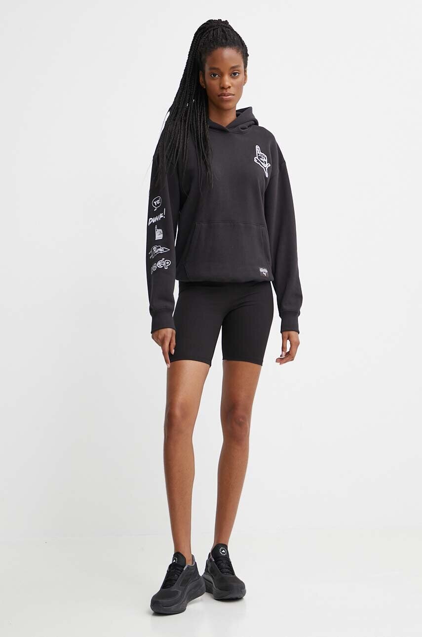 Бавовняна кофта Puma PUMA X SOPHIA CHANG жіноча колір чорний з капюшоном з аплікацією 624629