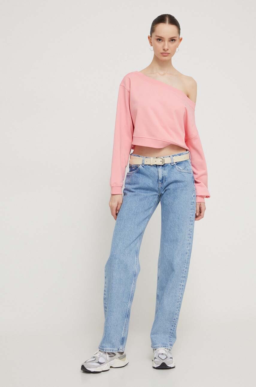 Кофта Tommy Jeans жіноча колір рожевий однотонна