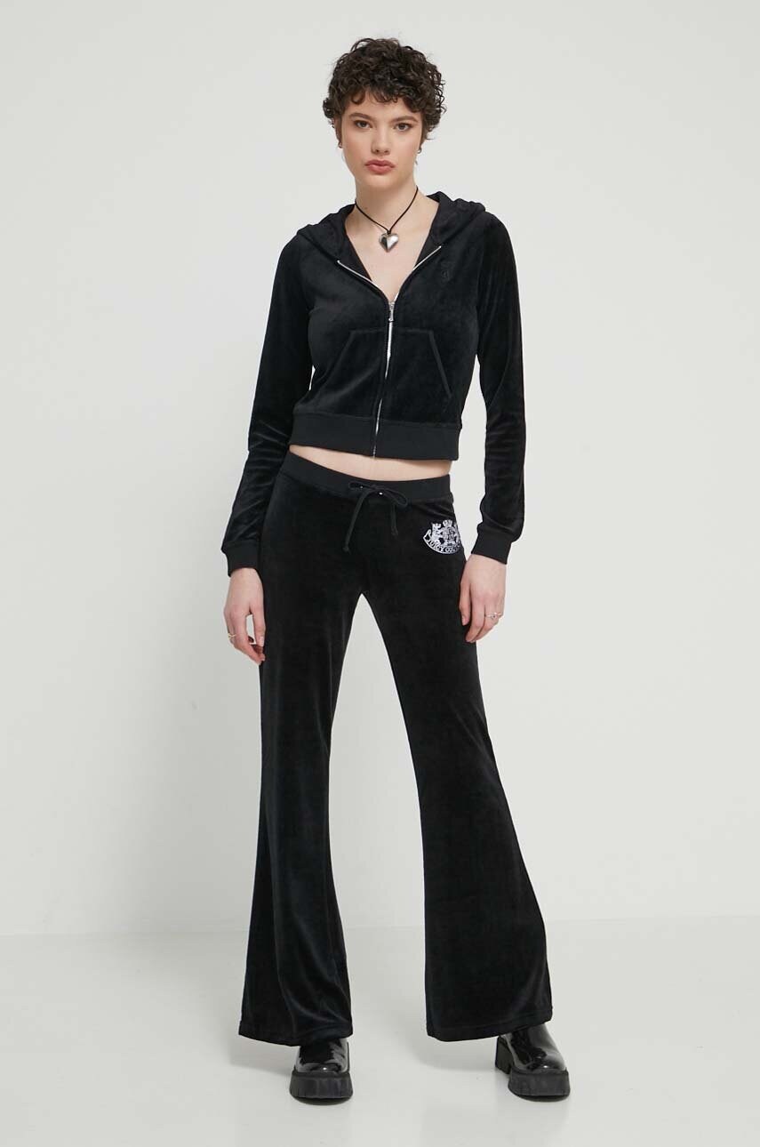 Кофта Juicy Couture жіноча колір чорний з капюшоном з аплікацією